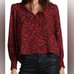 Sanctuary Harmony abstract animal print blouse top shirt button down